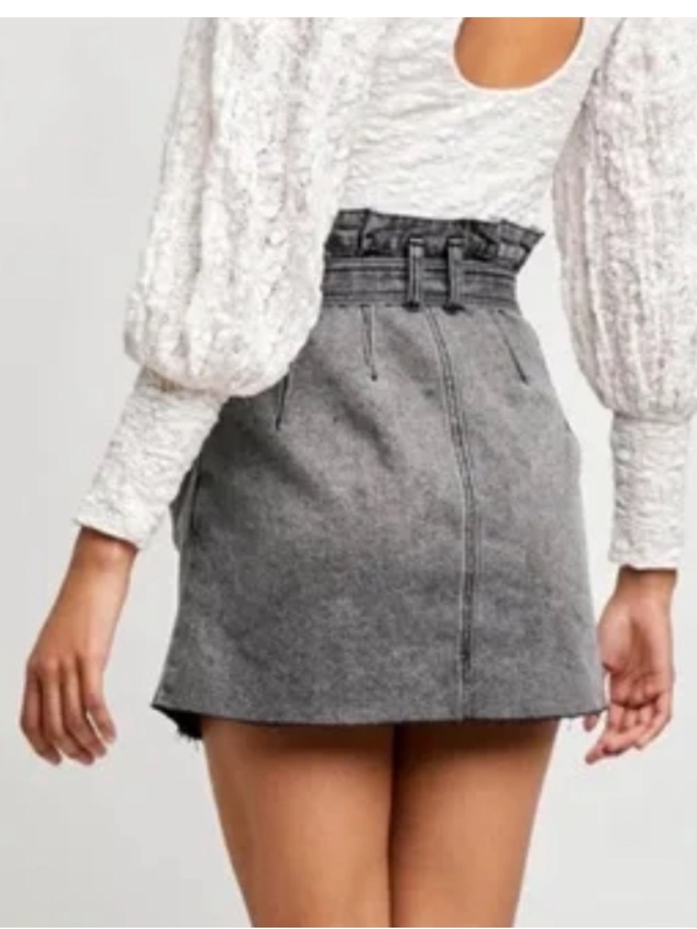 We The Free Free People East of Eden Denim Miniskirt in Black 28 - Picture 3 of 10